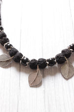 Load image into Gallery viewer, Delicate Leaf Charms Fabric Beads Black Thread Braided Necklace
