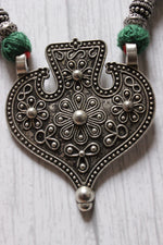 Load image into Gallery viewer, Multi-Color Fabric Beads Paan Shape Pendant Braided Threads Necklace Set
