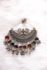 Multi-Color Enamel Painted Oxidised Finish Afghani Chandbali Earrings