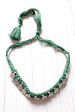 Load image into Gallery viewer, Green Braided Threads Metal Charms Necklace
