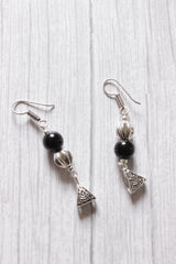 Stringed Glass Beads and Charms Statement Flower Motif Metal Pendant Necklace Set