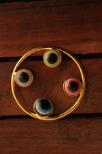 Load image into Gallery viewer, Multi-Color Evil Eye Embedded Gold Finish Hoop Earrings
