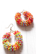 Load image into Gallery viewer, Multi-Color Beaded Hoop Earrings
