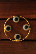 Load image into Gallery viewer, White Evil Eye Embedded Gold Finish Hoop Earrings
