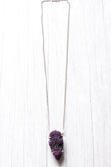 Purple Crystal Druzy Natural Gemstone Embedded Necklace
