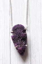 Load image into Gallery viewer, Purple Crystal Druzy Natural Gemstone Embedded Necklace
