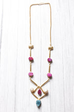 Load image into Gallery viewer, Elephant Charm Pink Druzy Gemstone Gold Plated Necklace
