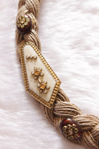 Multiple Jute Strings Hand Braided Necklace with Charms