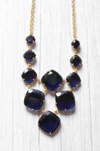 Faceted Tanzanite Gemstone Embedded Gold Plated Handmade Necklace