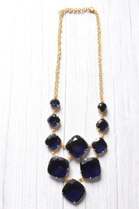 Faceted Tanzanite Gemstone Embedded Gold Plated Handmade Necklace