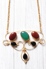 Load image into Gallery viewer, Green Onyx and Red Onyx Natural Gemstone Embedded Gold Plated Necklace
