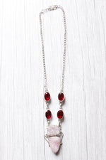 Load image into Gallery viewer, Crystal Druzy and Garnet Druzy Natural Gemstone Embedded Silver Plated Necklace

