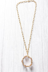 Faceted Red Rutile Quartz Natural Gemstone Embedded Gold Plated Necklace