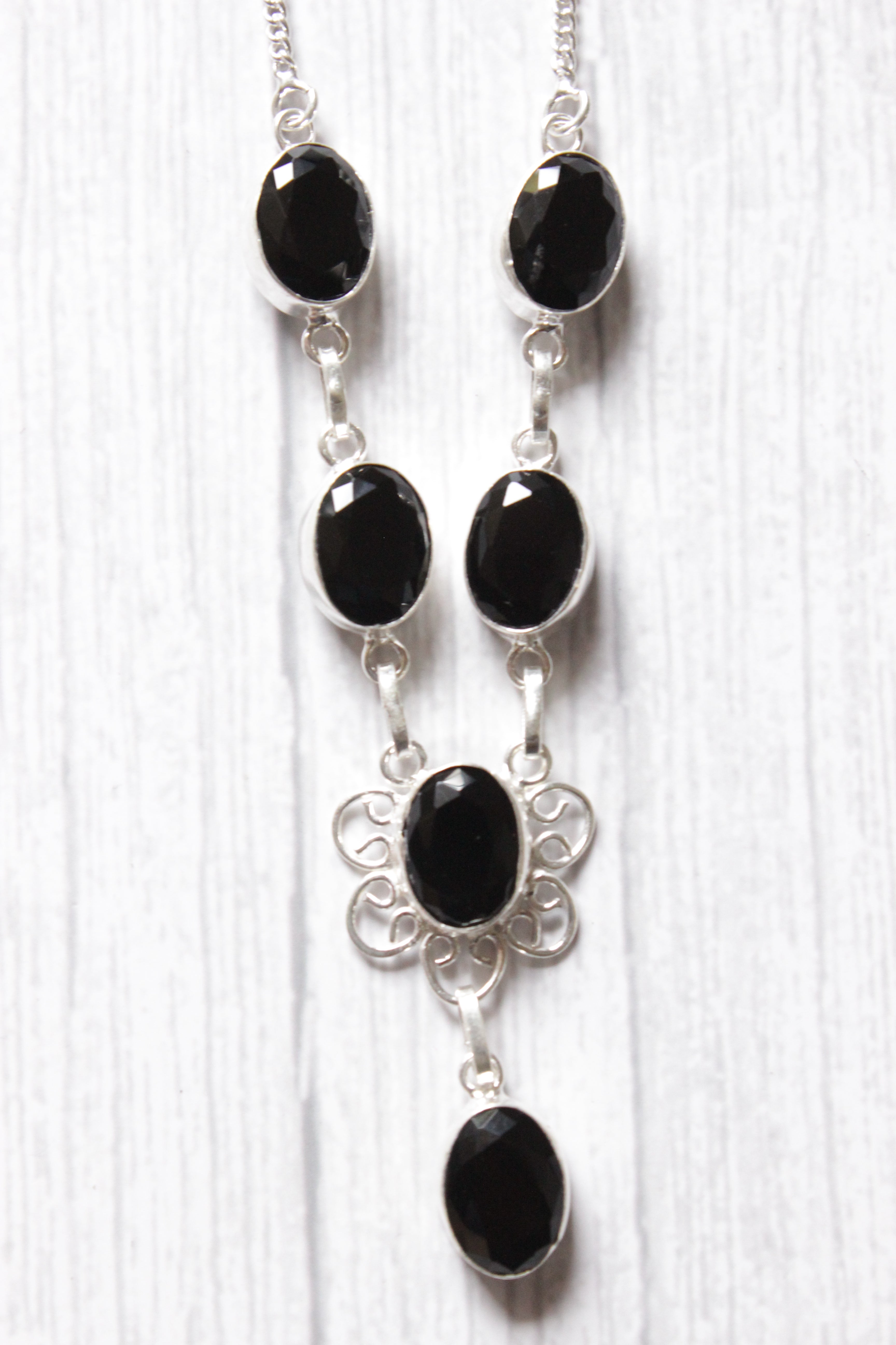 Black Spinel Gemstone Embedded Ethnic Handmade Necklace