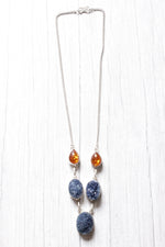 Load image into Gallery viewer, Titanium Druzy Amber Natural Gemstone Embedded Silver Plated Necklace
