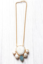 Load image into Gallery viewer, Gorgeous Solar Quartz Baroque Pearl Gemstone Embedded Gold Plated Necklace
