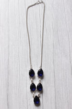 Load image into Gallery viewer, Tear Drop Prong Set Tanzanite Quartz Natural Gemstone Embedded Silver Plated Necklace
