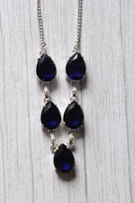 Load image into Gallery viewer, Tear Drop Prong Set Tanzanite Quartz Natural Gemstone Embedded Silver Plated Necklace
