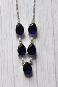 Tear Drop Prong Set Tanzanite Quartz Natural Gemstone Embedded Silver Plated Necklace