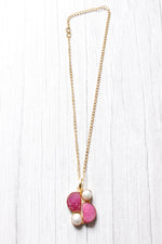 Load image into Gallery viewer, Baroque Pink Sugar Druzy Natural Gemstone Embedded Gold Plated Necklace
