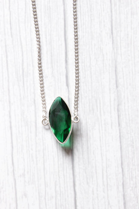 Chrome Diopside Cut Natural Gemstone Embedded Silver Plated Necklace