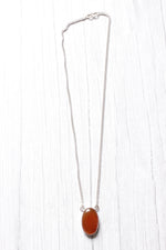 Load image into Gallery viewer, Brown Agate Oval Shiny Gemstone Embedded Silver Plated Necklace
