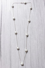 Load image into Gallery viewer, Faceted White Coral Quartz Gemstone Embedded Silver Plated Bezel Connector Chain Necklace
