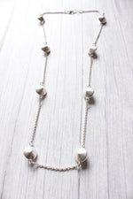 Load image into Gallery viewer, Pyramid Bead Connector Chain Silver Plated Long Necklace
