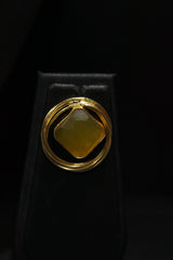 Lemon Yellow Raw Natural Gemstones Embedded Gold Finish Chain Necklace Set