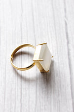 Load image into Gallery viewer, Designer Quartz Natural Gemstone Embedded Gold Plated Ring
