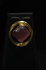 Soft Pink Raw Natural Gemstones Embedded Gold Finish Chain Necklace Set