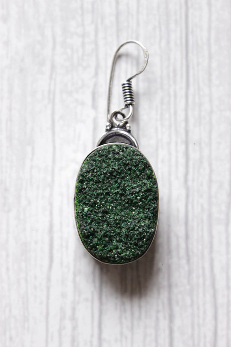 Green Sugar Druzy Gemstone Embedded Ethnic Handmade Earrings