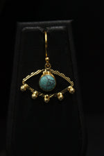 Load image into Gallery viewer, Turquoise Natural Gemstone Embedded Gold Finish Evil Eye Necklace Set

