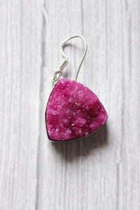 Pink Sugar Druzy Gemstone Embedded Ethnic Handmade Earrings