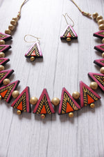 Load image into Gallery viewer, Vibrant Multi-Color Handcrafted Terracotta Clay Necklace Set with Thread Closure
