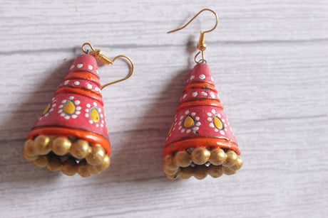 Hand Painted Terracotta Clay Jhumka Earrings