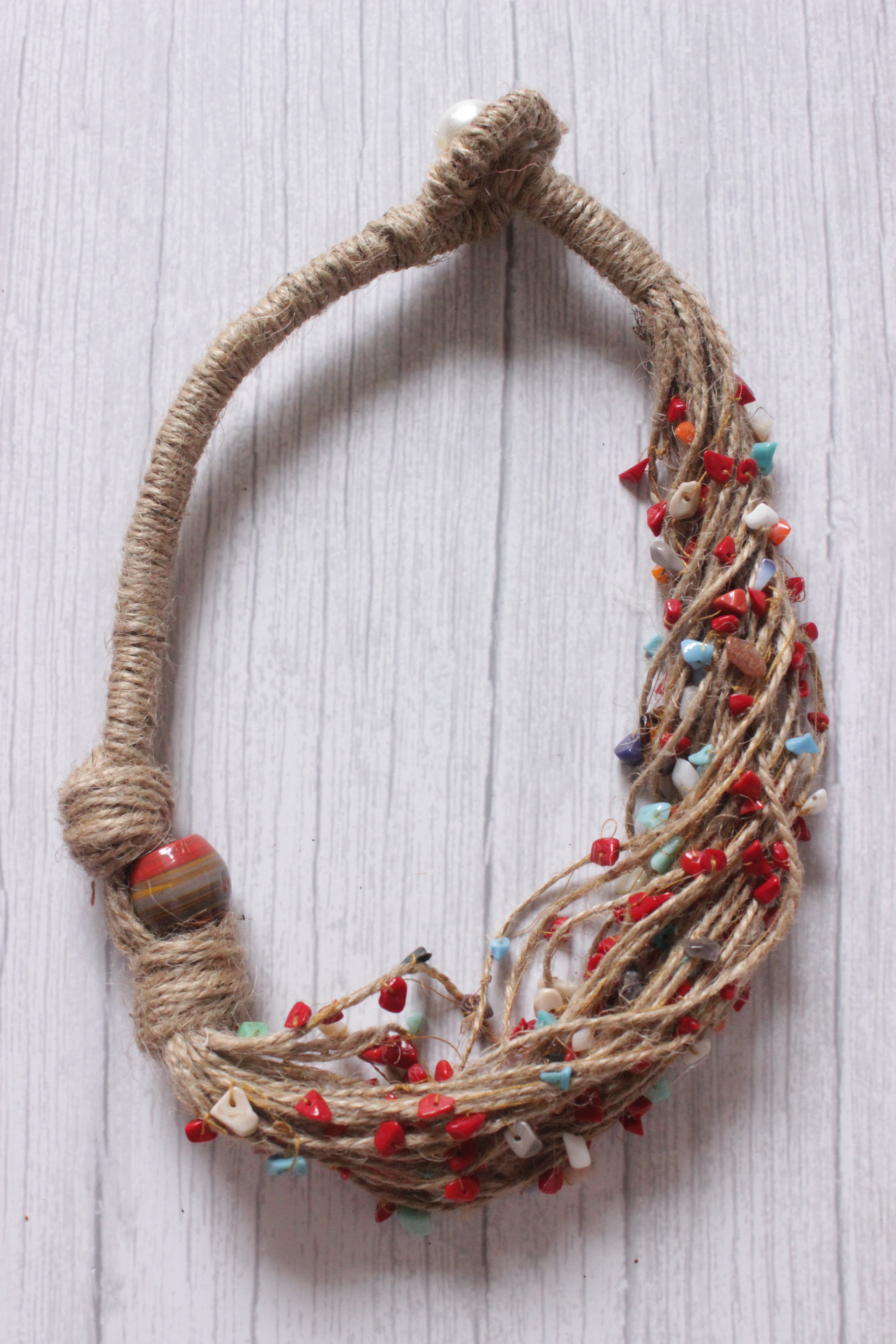 Multiple Jute Strings Embellished with Charms Choker Necklace