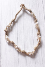 Load image into Gallery viewer, Stringed Jute Strings White Beads Embellished Choker Necklace
