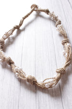 Load image into Gallery viewer, Stringed Jute Strings White Beads Embellished Choker Necklace
