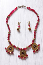 Load image into Gallery viewer, Red Jade Beads Antique Gold Finish Necklace Set
