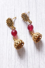 Load image into Gallery viewer, Red Jade Beads Antique Gold Finish Necklace Set
