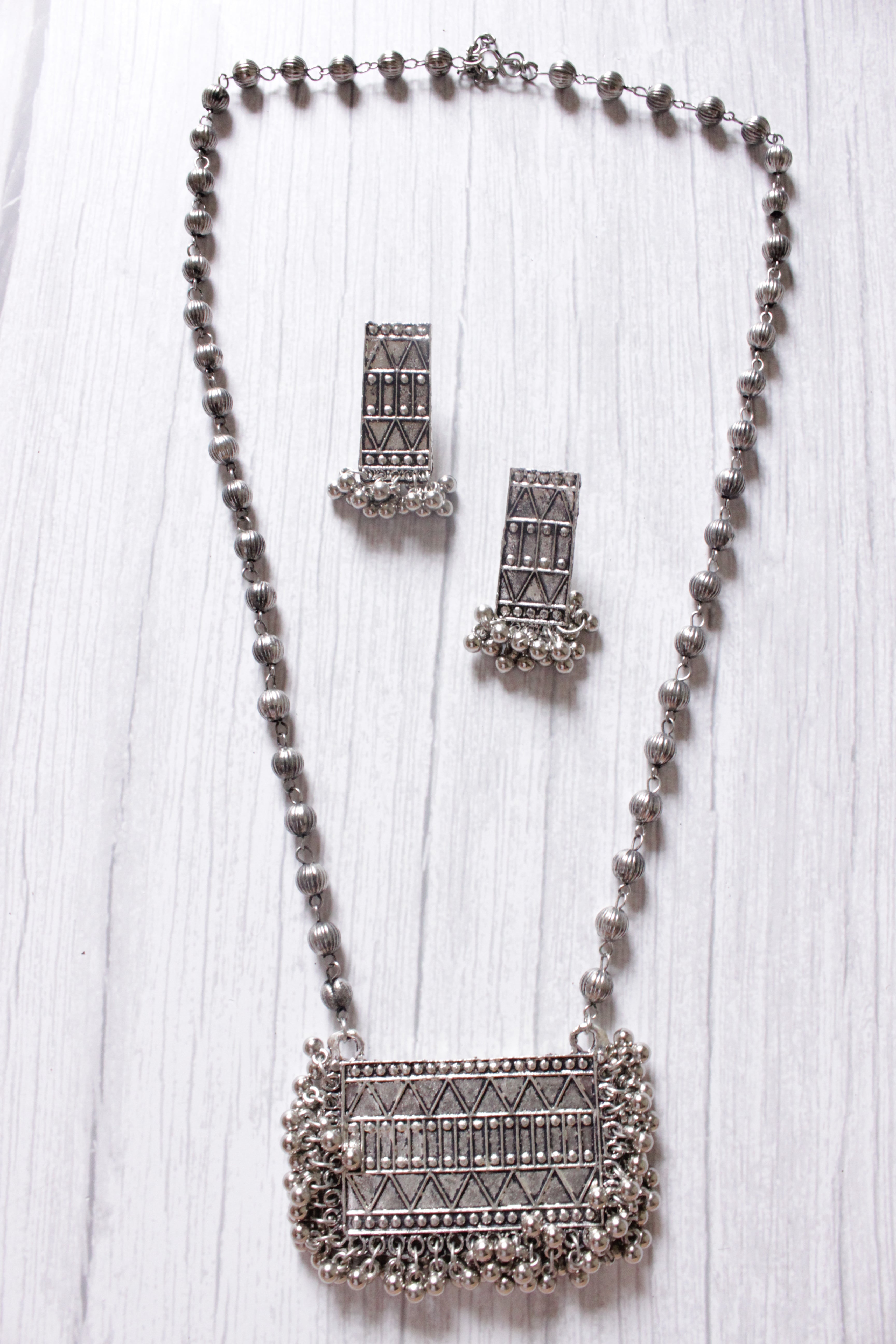 Metal Beads Chain Long Necklace Set