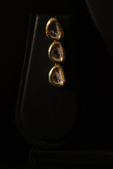 Tear Drop Shaped Kundan Stones Embedded Gold Finish Necklace Set