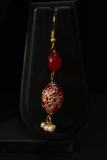 Load image into Gallery viewer, Hand Painted Meenakari Red Acrylic Beads Braised with Red Beads and Kundan Stones Embedded Necklace Set
