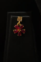 Red Ruby Stones and American Diamond Studded Delicate Gold Finish Necklace Set