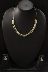 Turquoise Stones and American Diamond Studded Delicate Gold Finish Necklace Set