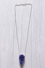 Load image into Gallery viewer, Blue Crystal Druzy Natural Gemstone Embedded Silver Plated Necklace
