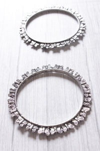 Oxidised Finish Silver Metal Bangles - Set of 2