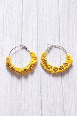 Hand Braided Yellow Macrame Threads Hoop Earrings