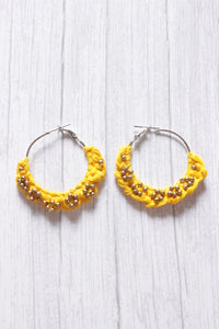 Hand Braided Yellow Macrame Threads Hoop Earrings